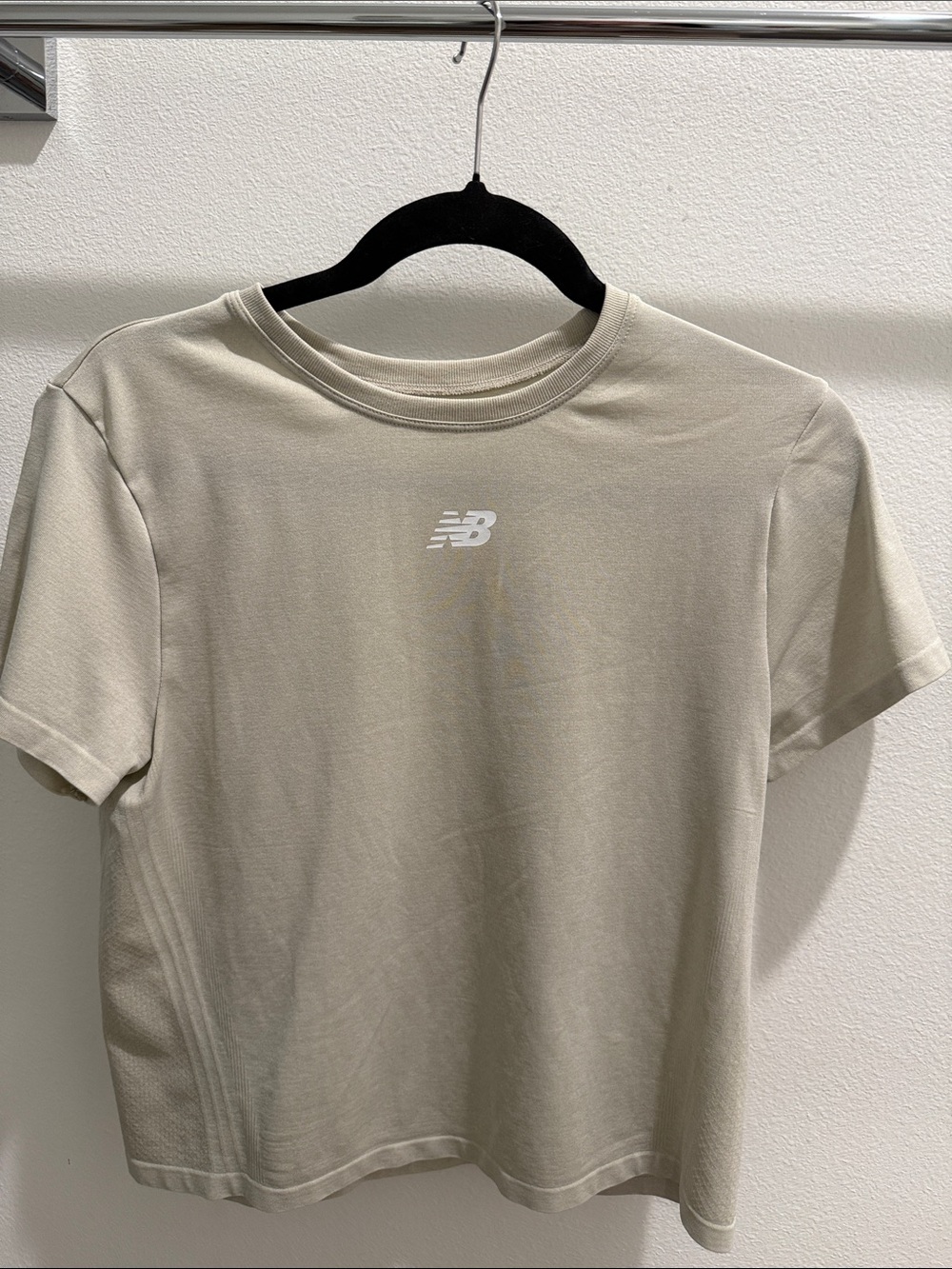 New Balance Short Sleeve Tee in Light Beige with White Logo